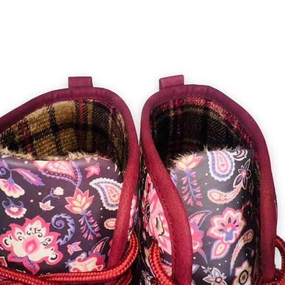 Simply Southern Paisley Floral Lace-up Duck Boots Wine / Multicolor Women's 9 - Picture 11 of 12